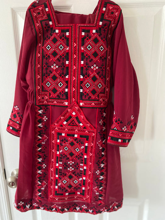3 pc maroon balochi dress